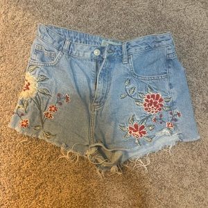 Topshop Embroidered Mom Shorts